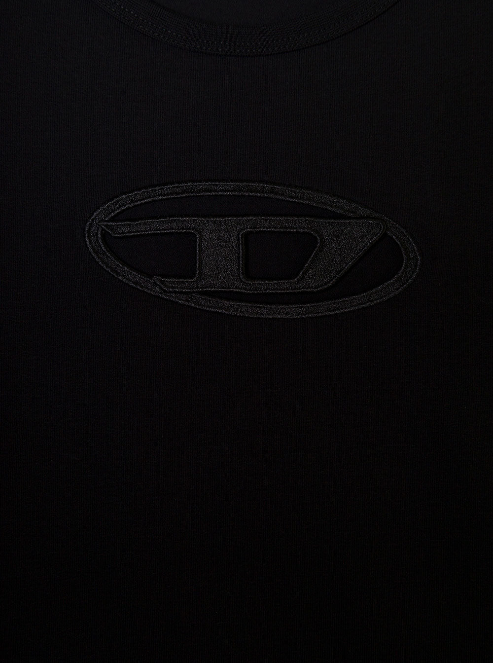 Diesel Women 'T-Angie' Black Crewneck T-Shirt With Oval D Logo Embroidery On The Front In Cotton Stretch Woman