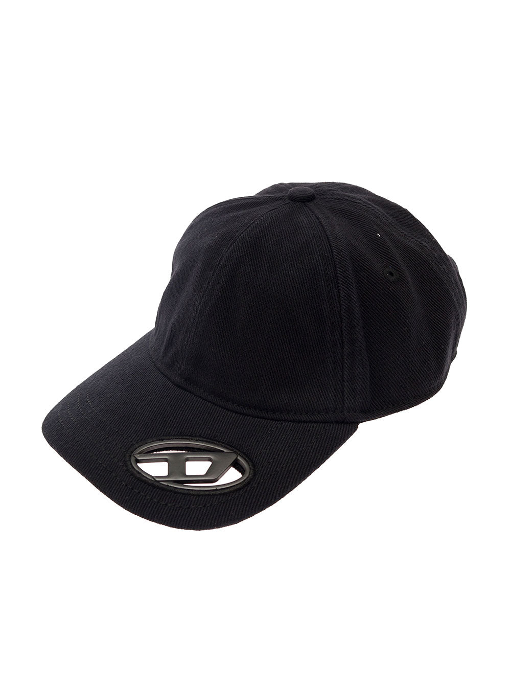 Diesel Men Black Baseball Cap With Oval D Cut-Out In Cotton Man