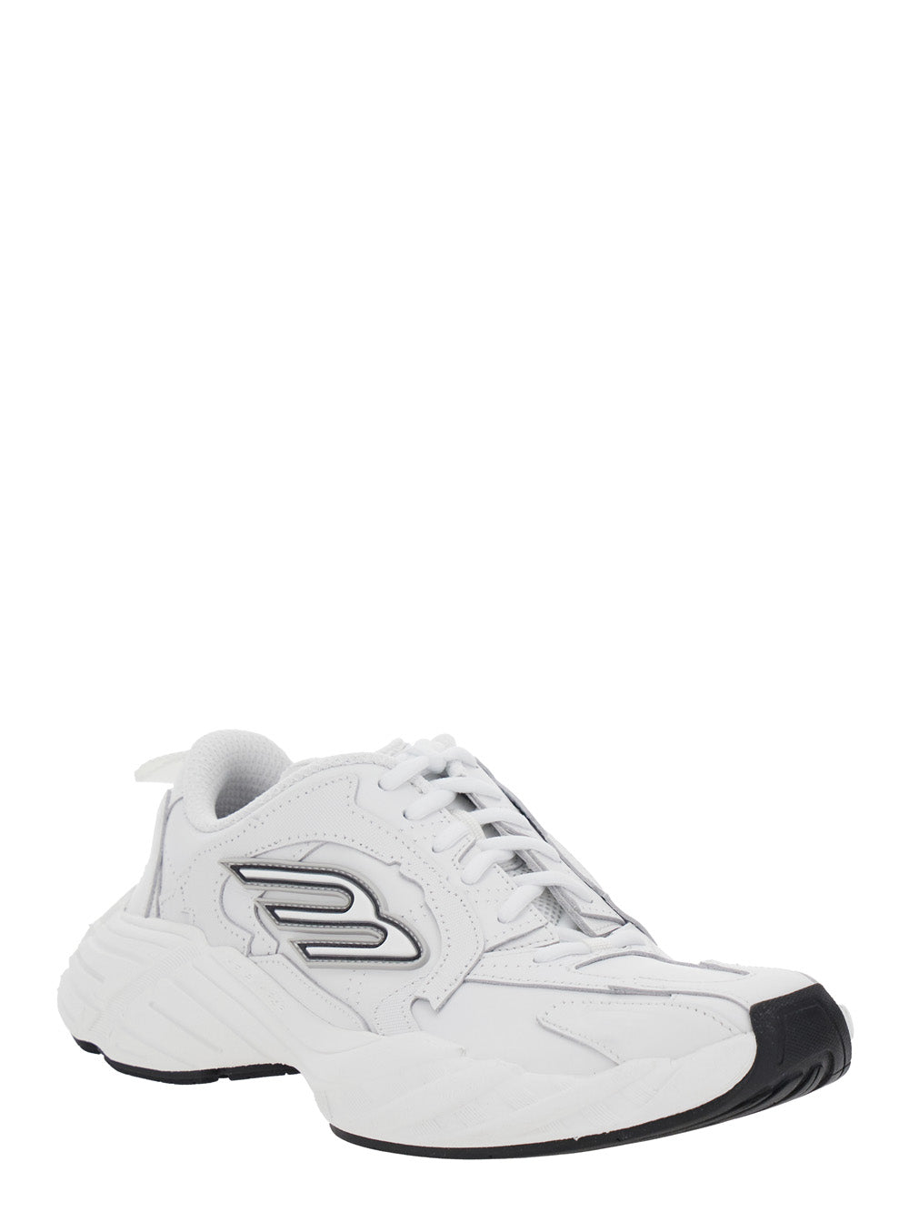 Balenciaga Women 'Monday' White Low Top Sneakers With Logo Detail On The Side And Size Patch On The Heel In Leather Woman