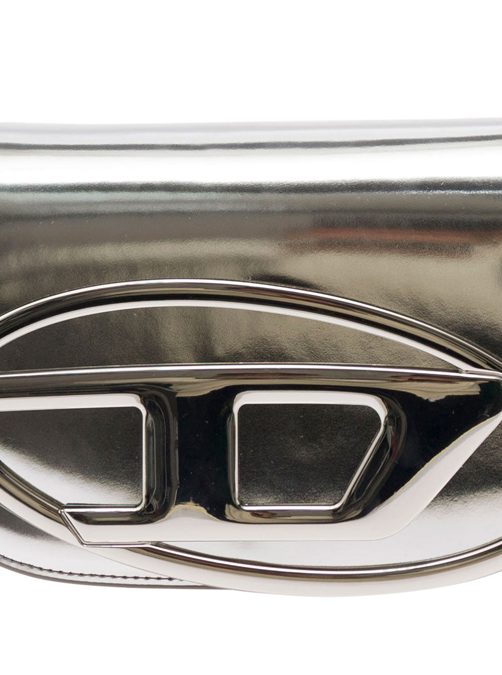 Diesel Women '1Dr' Silver-Tone Shoulder Bag With Oval D Patch In Lamintaed Leather Woman