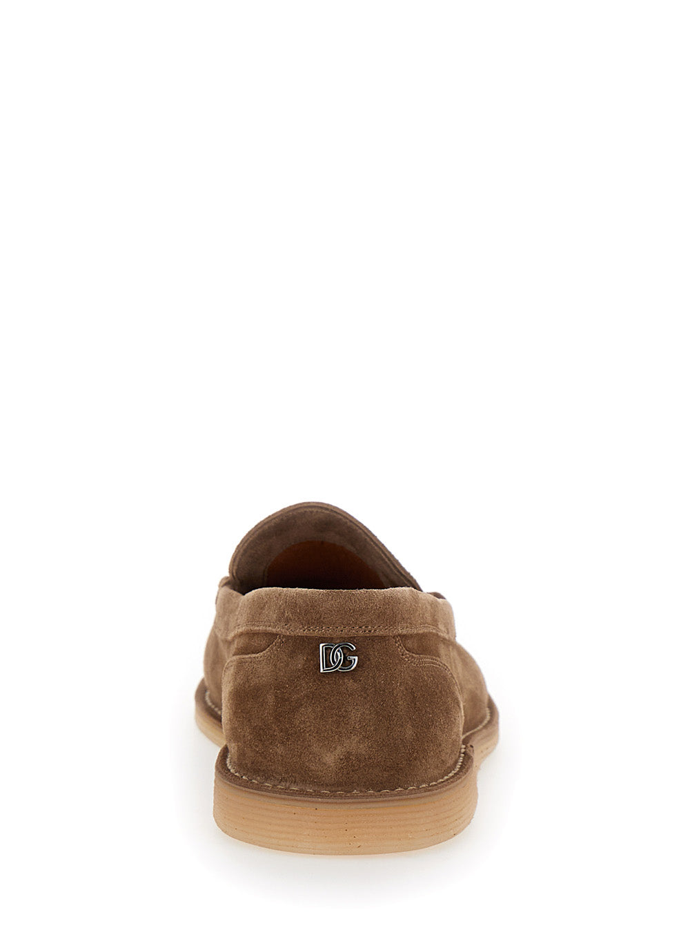 Dolce & Gabbana Men 'New Florio Ideal' Brown Loafers With Dg Detail In Suede Man