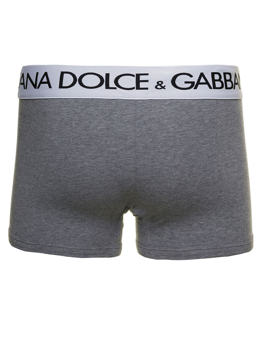 Dolce & Gabbana Men Grey Boxer Briefs With Branded Waistband In Stretch Cotton Man