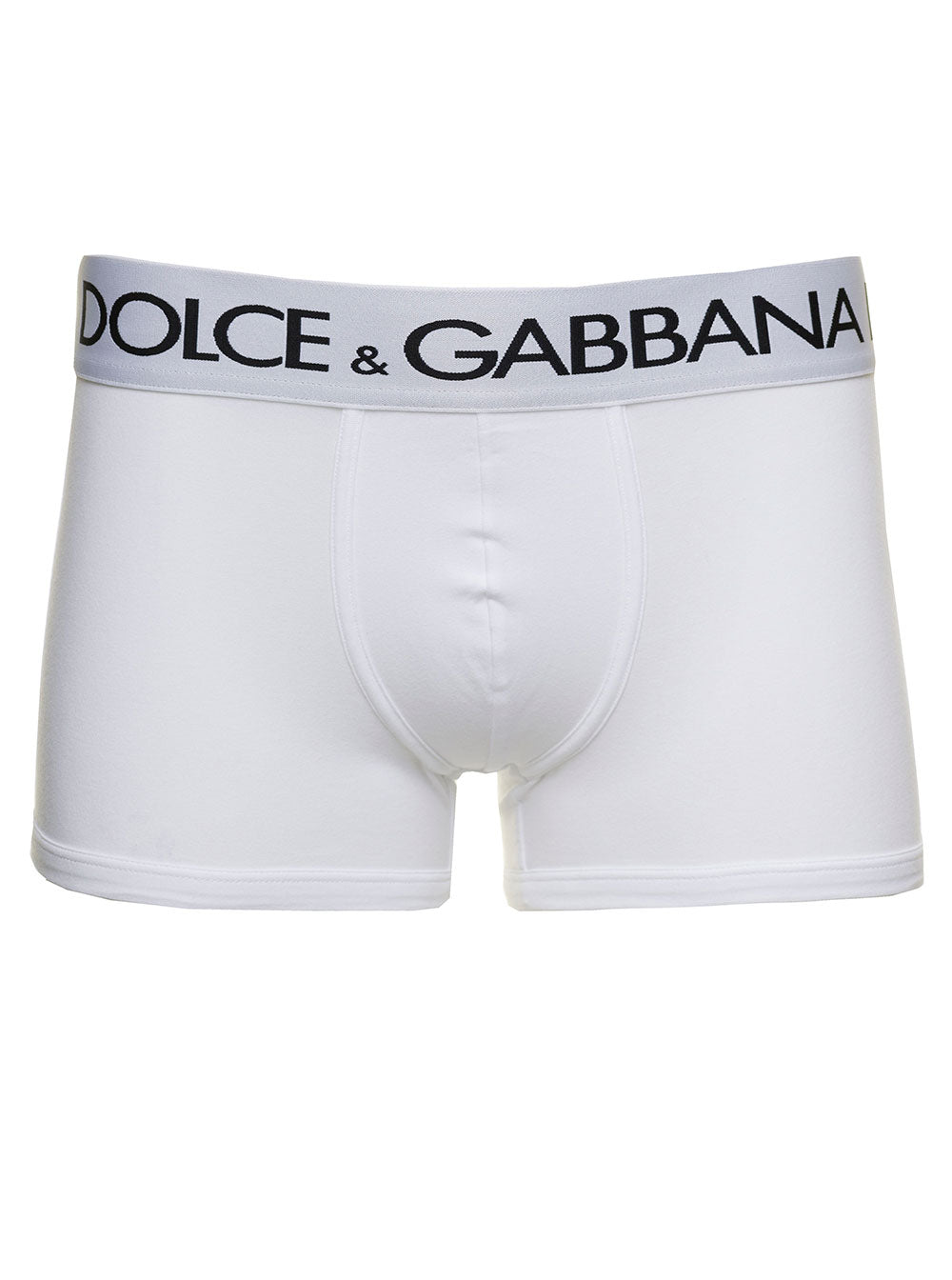 Dolce & Gabbana Men White Boxer Briefs With Branded Waistband In Stretch Cotton Man
