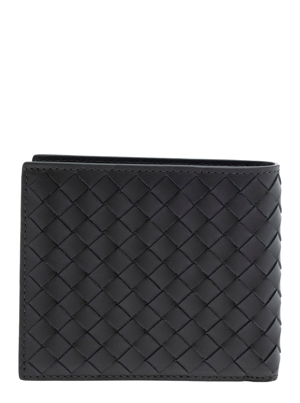 Bottega Veneta Men Green Bi-Fold Wallet With Intrecciato Motif And Embossed Logo Lettering On The Inside In Leather Man