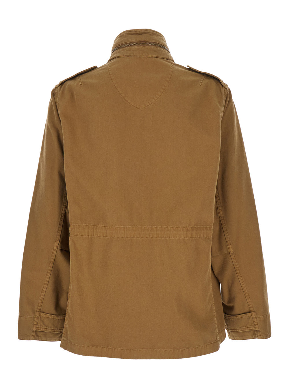 Burberry Men Beige High Neck Jacket With Ekd Embroidery On The Front In Cotton Man