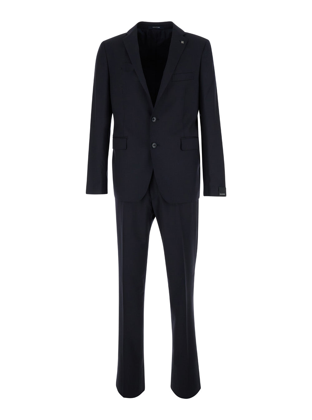 Tagliatore Men Black Single-Breasted Suit With Logo Pin In Cotton Man