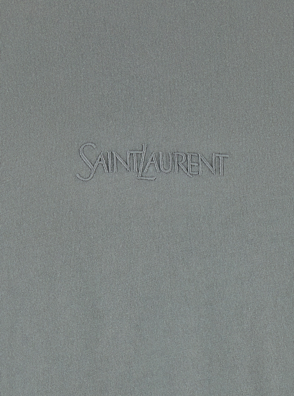 Saint Laurent Men Grey T-Shirt With Round Neck And Logo Lettering Embroidery On The Front In Cotton Man