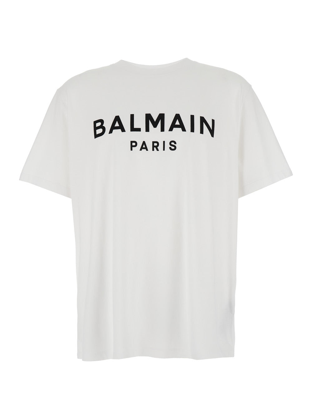 Balmain Men White Crewneck T-Shirt With Logo Lettering On The Front In Cotton Man