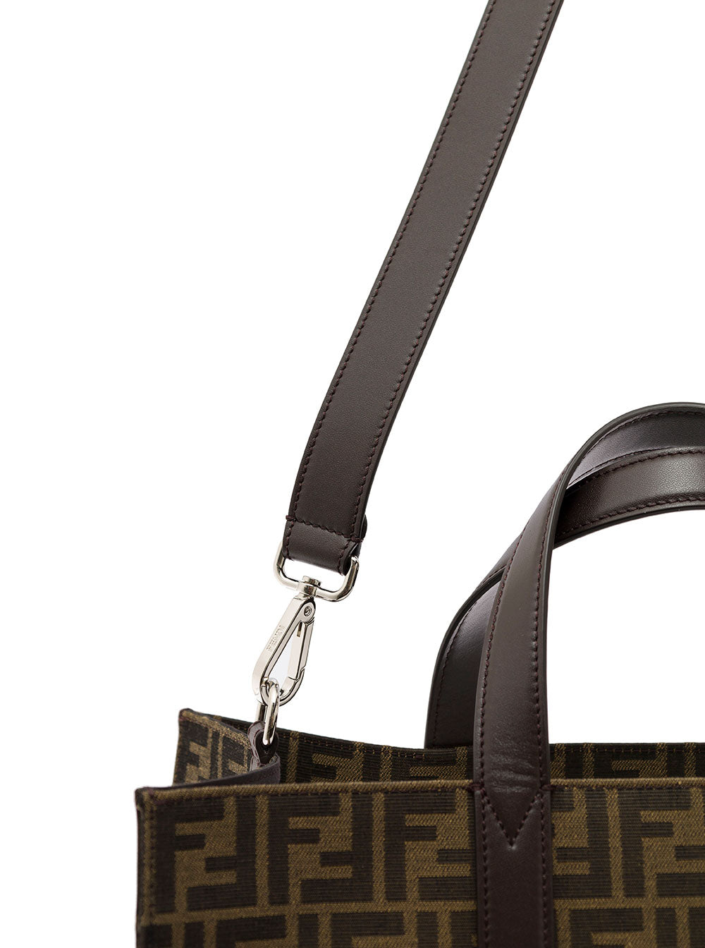 Fendi Men Brown And Beige Ff Jacquard Fabric Tote Bag In Cotton Blend Man