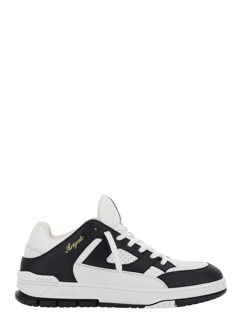 Axel Arigato Men 'Area Lo' Black And White Low Top Sneakers With Laminated Leather In Leather Blend Man