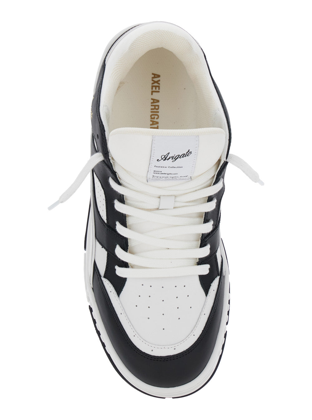Axel Arigato Men 'Area Lo' Black And White Low Top Sneakers With Laminated Leather In Leather Blend Man