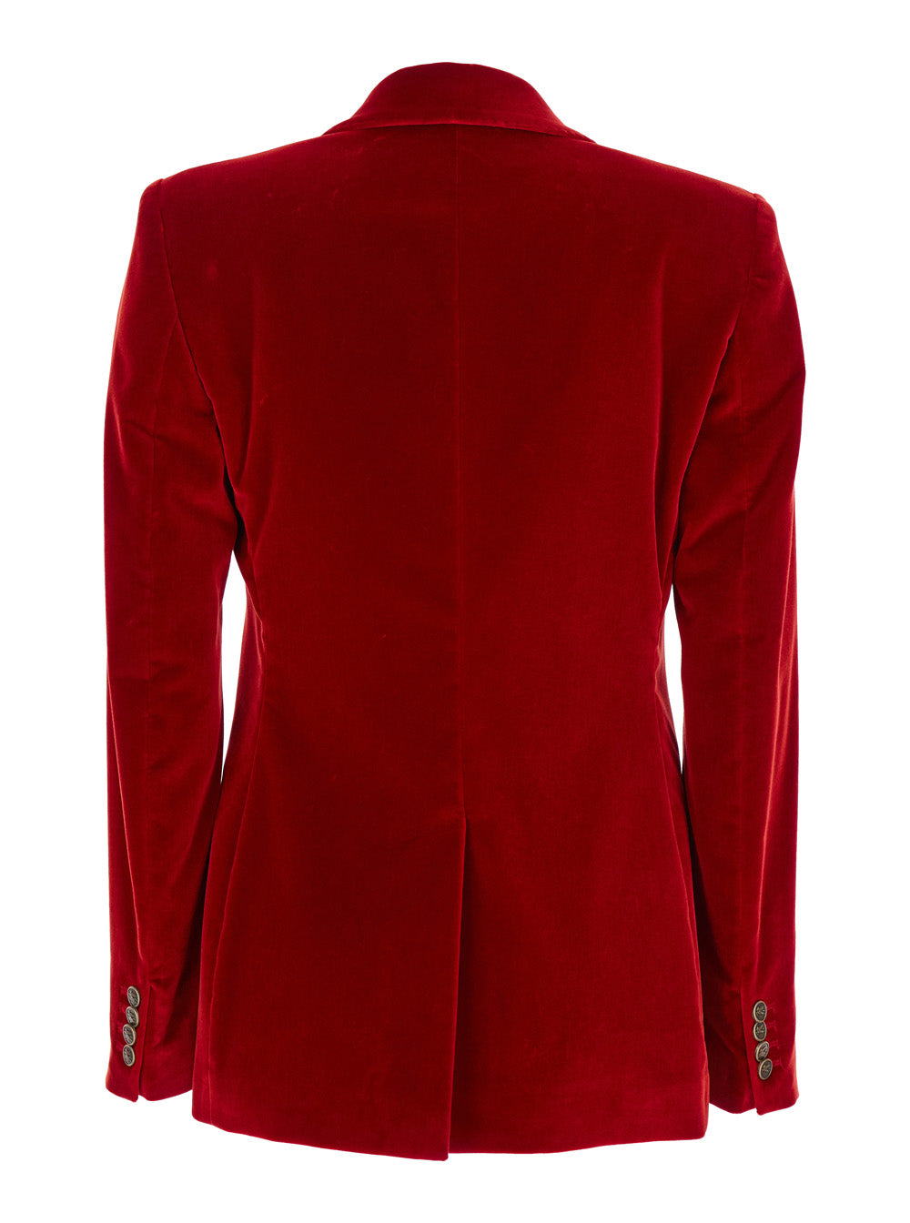 Etro Women Red Double-Breasted Jacket With Peak Revers In Cotton Stretch Woman