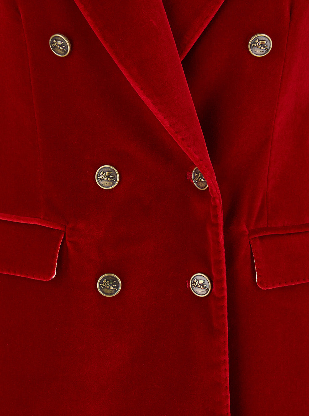 Etro Women Red Double-Breasted Jacket With Peak Revers In Cotton Stretch Woman