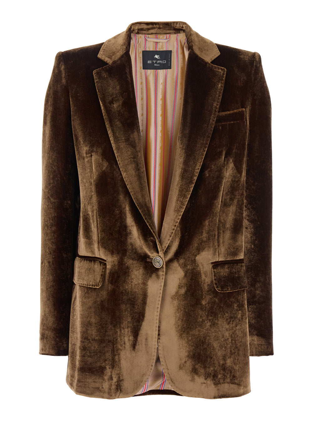 Etro Women Brown Single-Breasted Jacket With Notched Revers In Viscose And Silk Woman