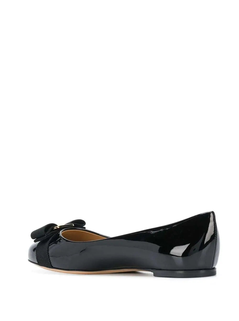 Ferragamo Women 'Varina' Black Ballet Shoes With Engraved Logo On The Bow In Patent Leather Woman Luosophy