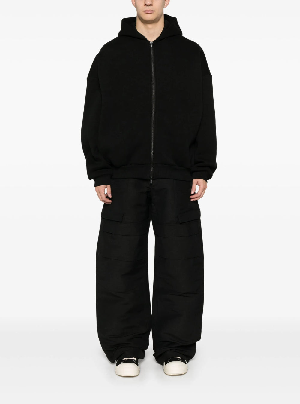 Fear Of God Men Black Hoodie With Zip Closure And Eternal Writing On The Back In Cotton Blend Man