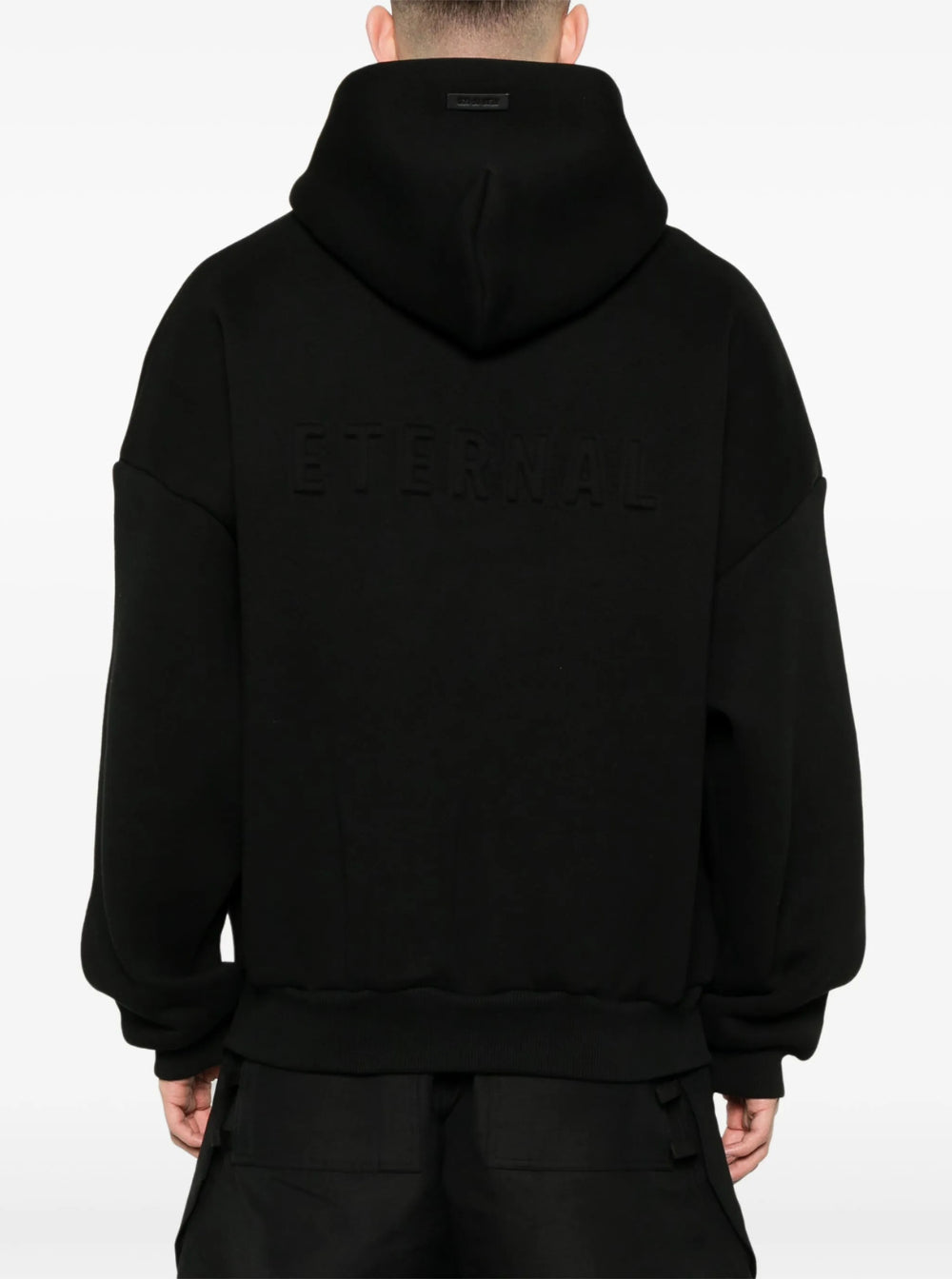 Fear Of God Men Black Hoodie With Zip Closure And Eternal Writing On The Back In Cotton Blend Man