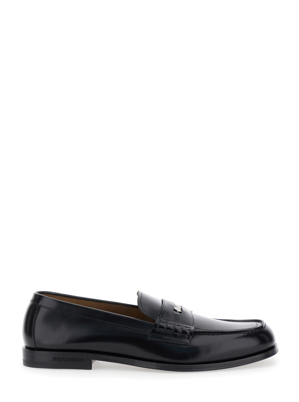 Dsquared2 Men Black Loafers With Logo Plaque On The Front And Logo Lettering On The Heel In Leather Man