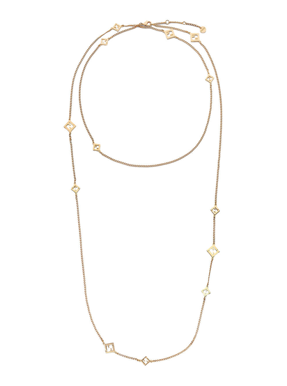 Fendi Women ‘Forever Fendi’ Gold-Colored Necklace With Chain Design And Ff Pendants In Bronze Woman