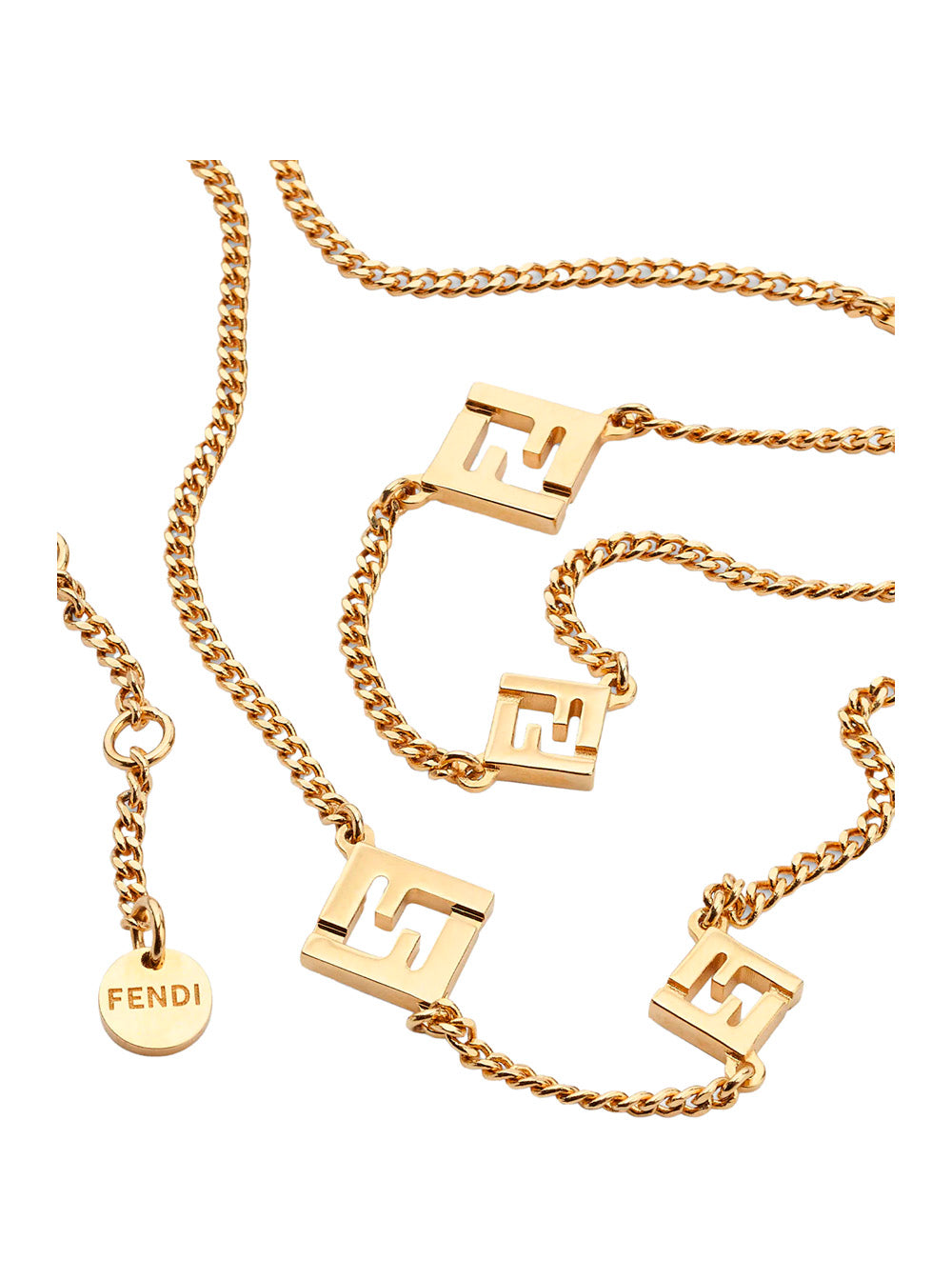 Fendi Women ‘Forever Fendi’ Gold-Colored Necklace With Chain Design And Ff Pendants In Bronze Woman
