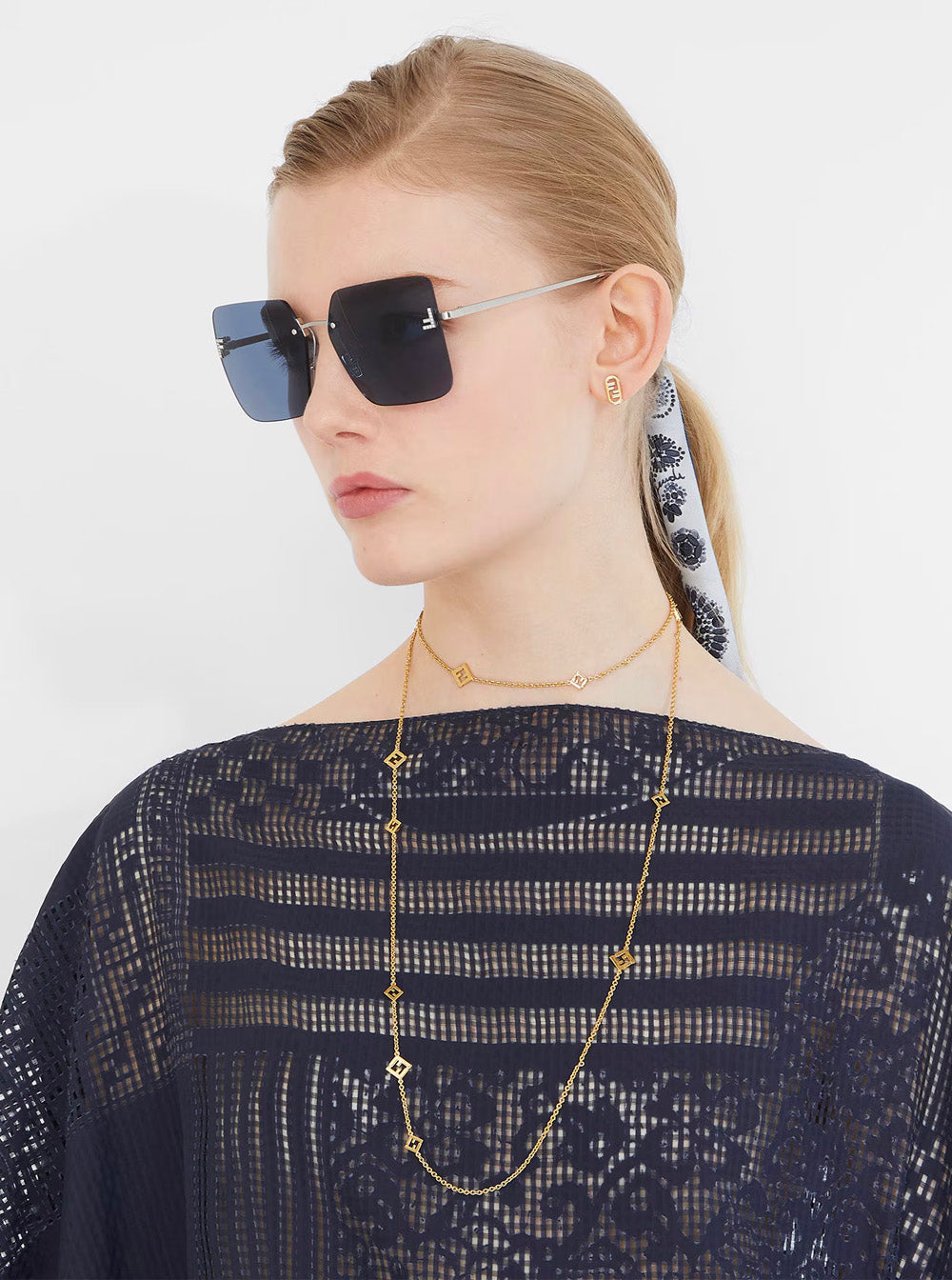 Fendi Women ‘Forever Fendi’ Gold-Colored Necklace With Chain Design And Ff Pendants In Bronze Woman