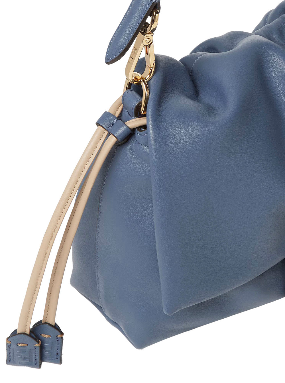 Fendi Women 'Mamma Baguette Medium' Blue Shoulder Bag With Ff Closure On The Front In Leather Woman