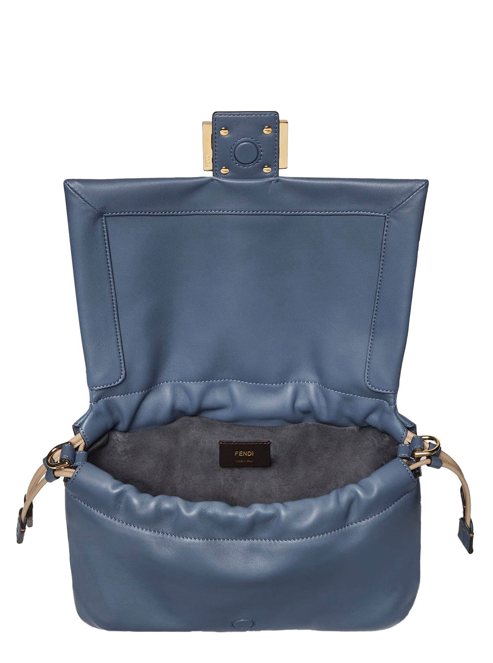 Fendi Women 'Mamma Baguette Medium' Blue Shoulder Bag With Ff Closure On The Front In Leather Woman