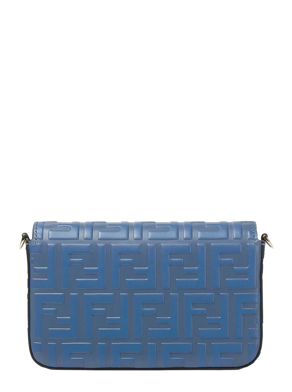 Fendi Women Blue Mini Bag With Chain-Link Shoulder Strap And All-Over Ff Embossed Motif In Leather Woman