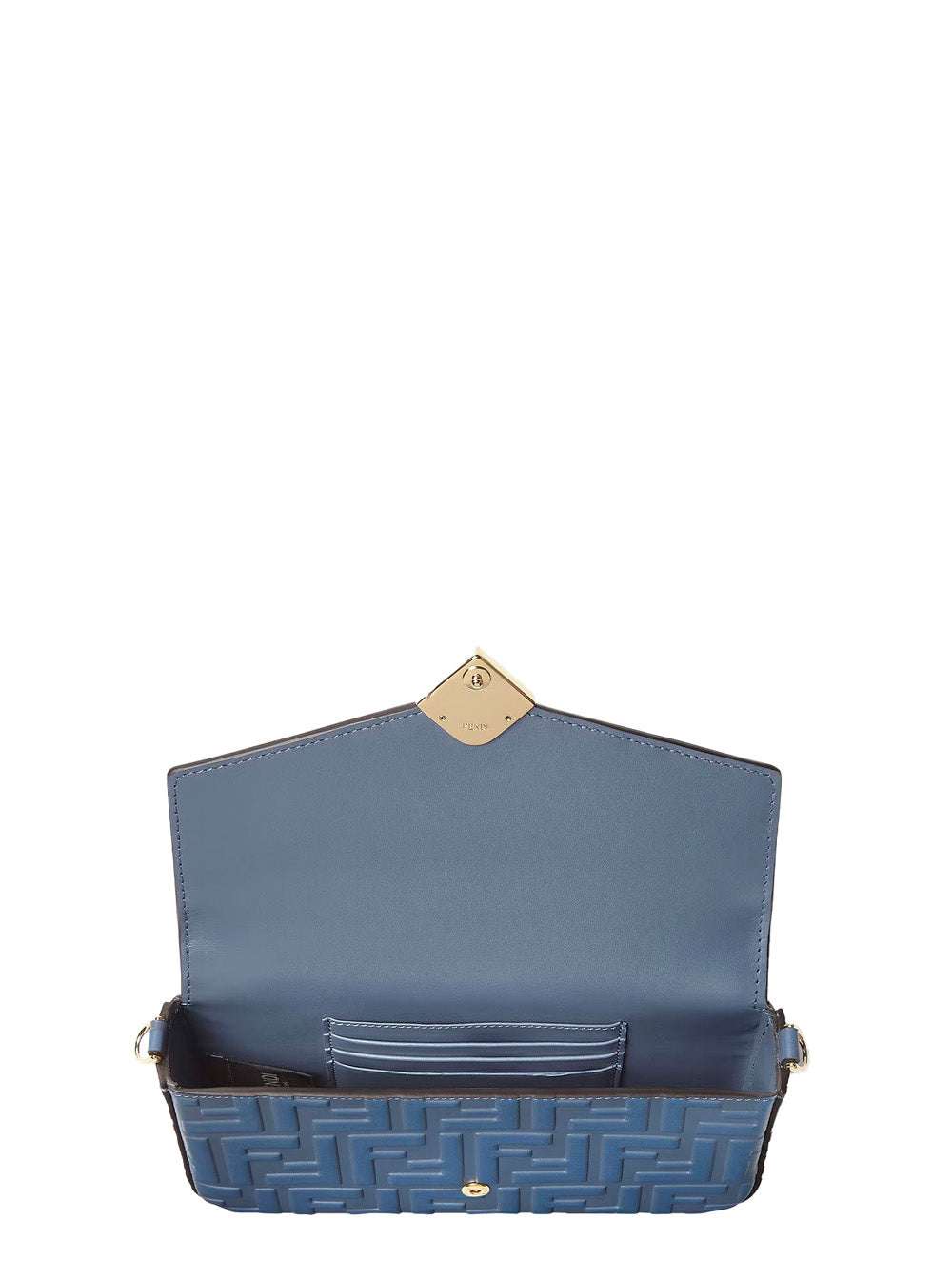Fendi Women Blue Mini Bag With Chain-Link Shoulder Strap And All-Over Ff Embossed Motif In Leather Woman