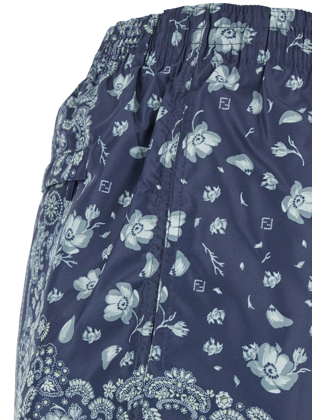 Fendi Men Blue Swimsuit With Elasticated Waist And All-Over Ff Motif In Tech Fabric Man