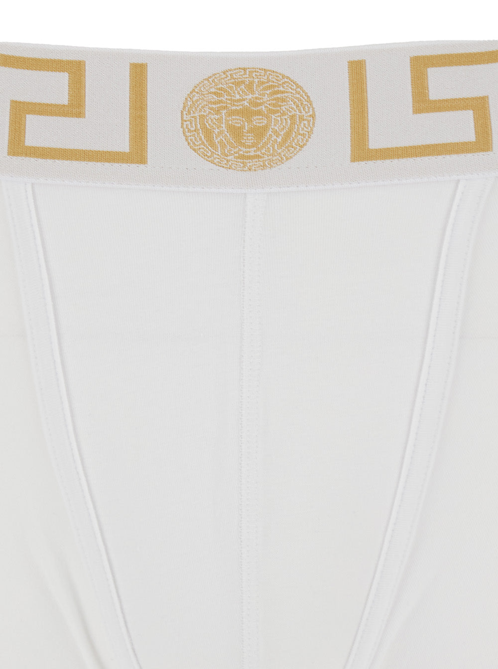 Versace Men White Slip With Elastic Waist And Greca Motif In Cotton Stretch Man