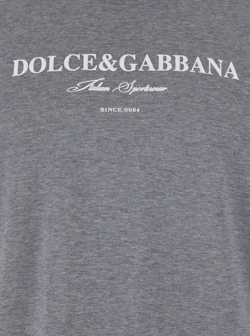 Dolce & Gabbana Men Grey Crewneck T-Shirt With Logo Lettering Print On The Front In Cotton Man