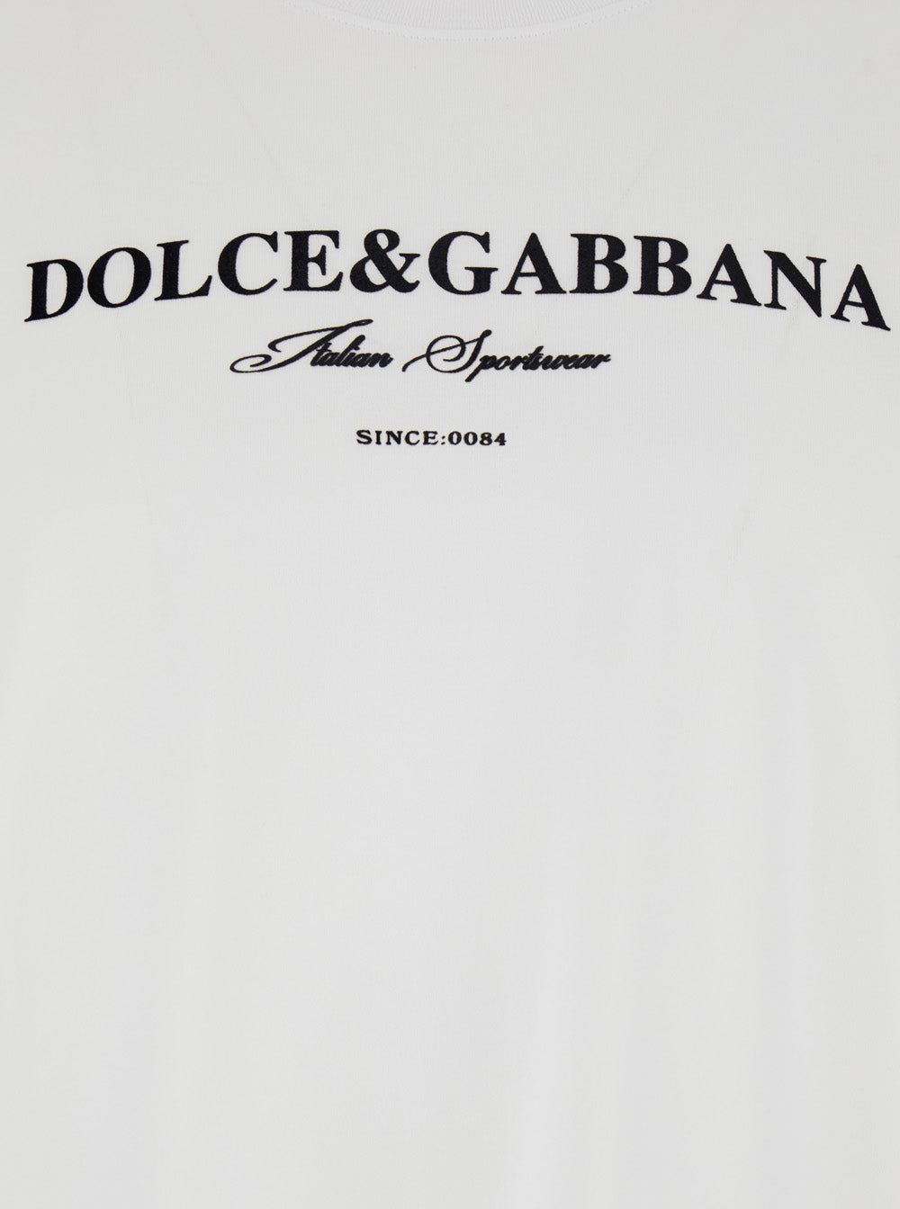 Dolce & Gabbana Men White Crewneck T-Shirt With Logo Lettering Print On The Front In Cotton Man