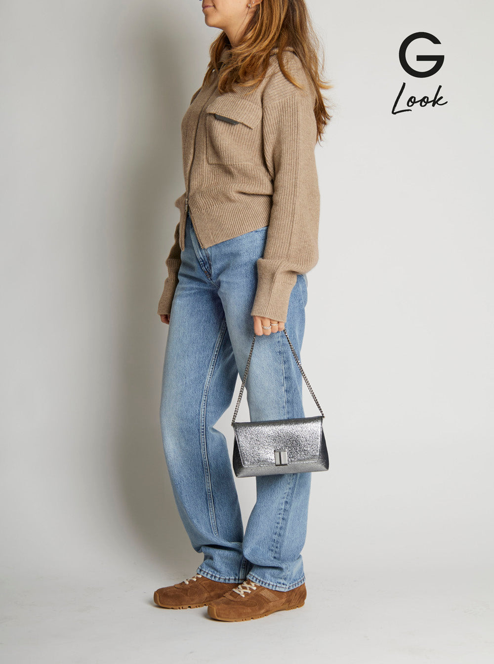 Tom Ford Women 'Nobile' Metallic Mini Bag With Laminated Effect And Chain-Link Shoulder Strap In Cotton Blend Woman