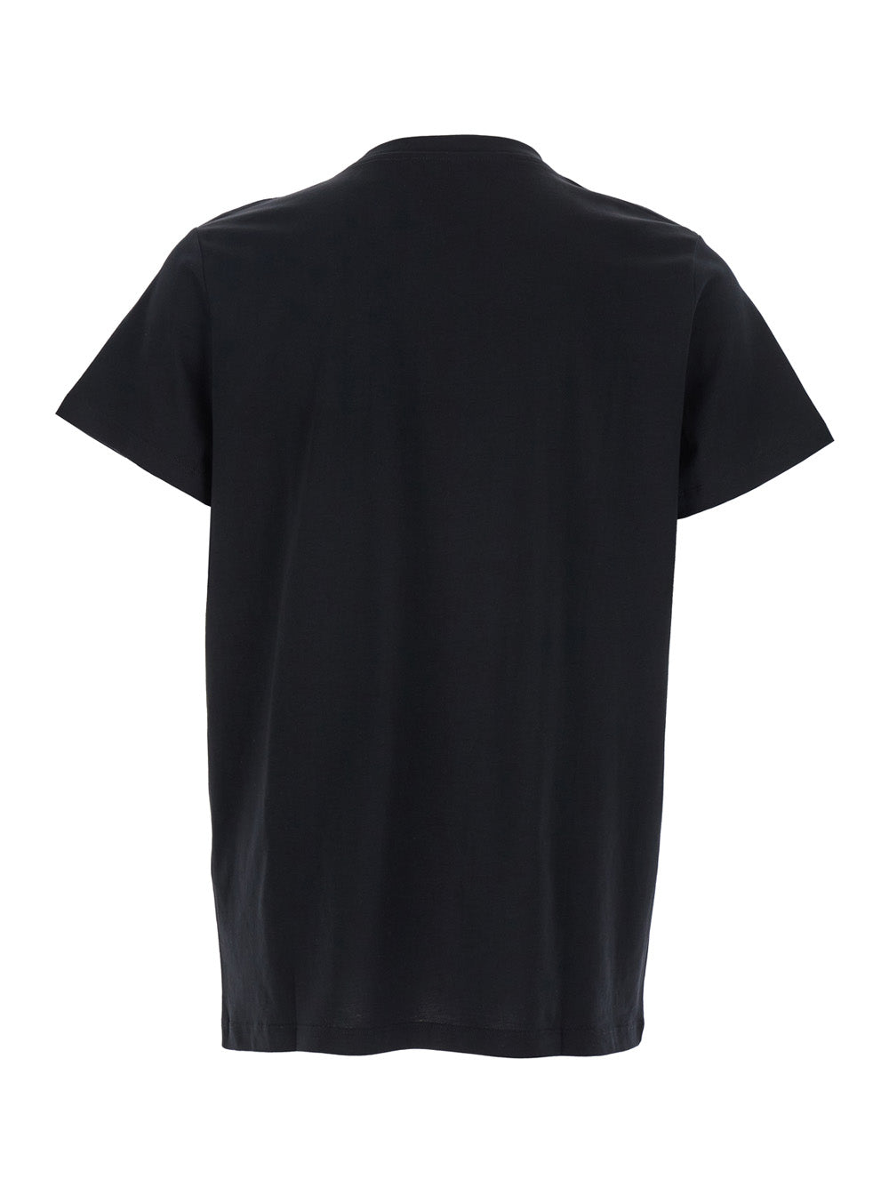 Balmain Men Black Crewneck T-Shirt With Logo Print On The Front In Cotton Man
