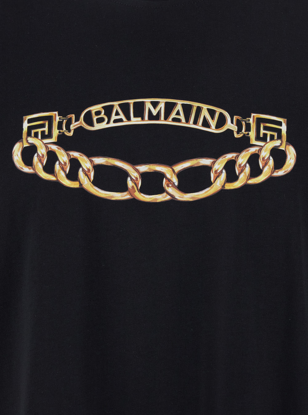 Balmain Men Black Crewneck T-Shirt With Logo Print On The Front In Cotton Man