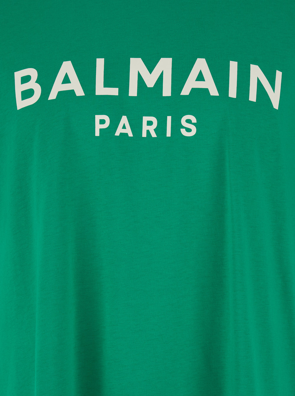 Balmain Men Green Crewneck T-Shirt With Logo Lettering Print On The Front In Cotton Man
