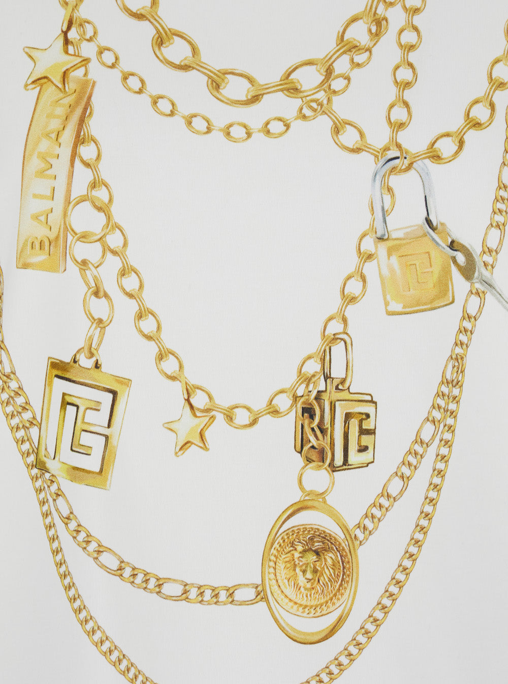 Balmain Women White Sleeveless Top With Maxi Necklace Print On Front And Rear In Cotton Woman