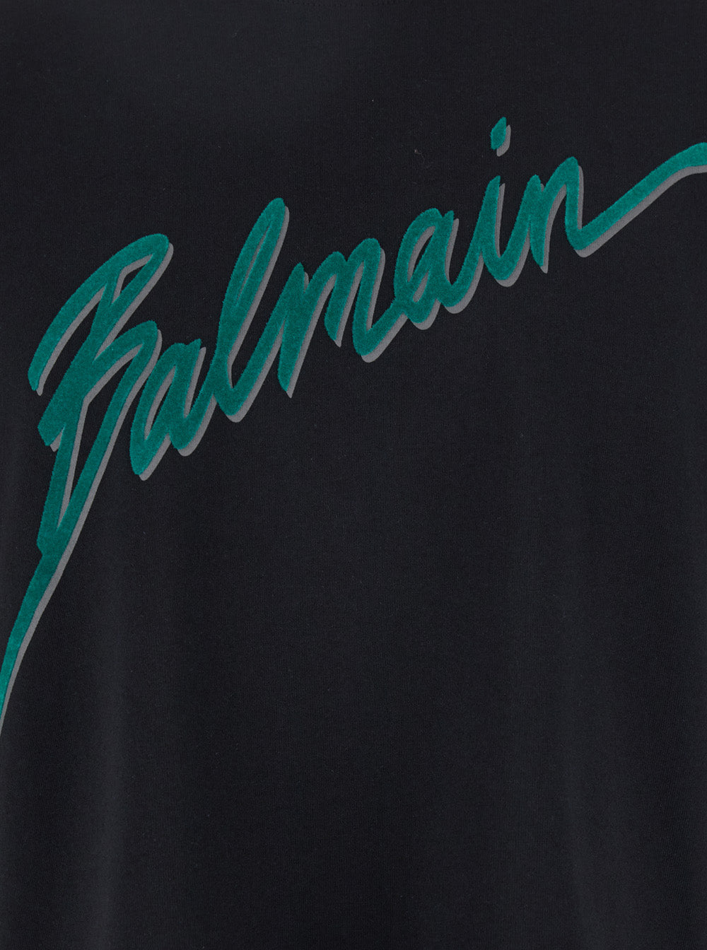 Balmain Men Black Crewneck T-Shirt With Logo Lettering Print On The Front In Cotton Man