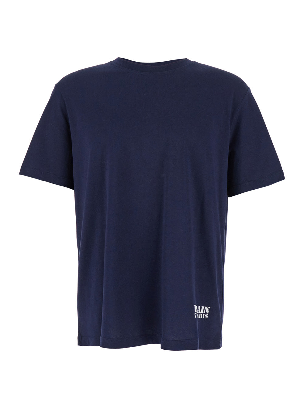Balmain Men Blue Crewneck T-Shirt With Logo Lettering Print On The Front In Cotton Man