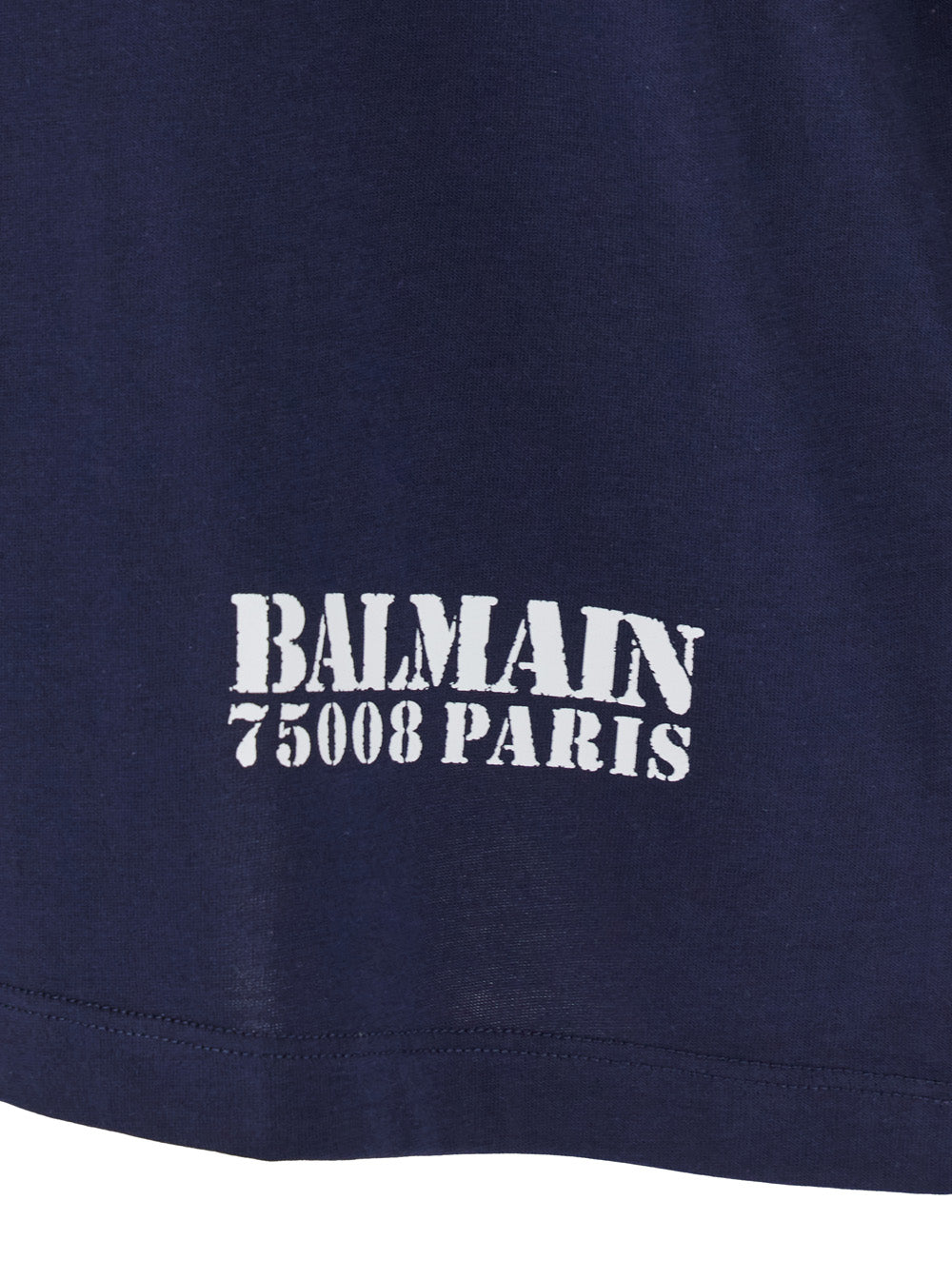 Balmain Men Blue Crewneck T-Shirt With Logo Lettering Print On The Front In Cotton Man