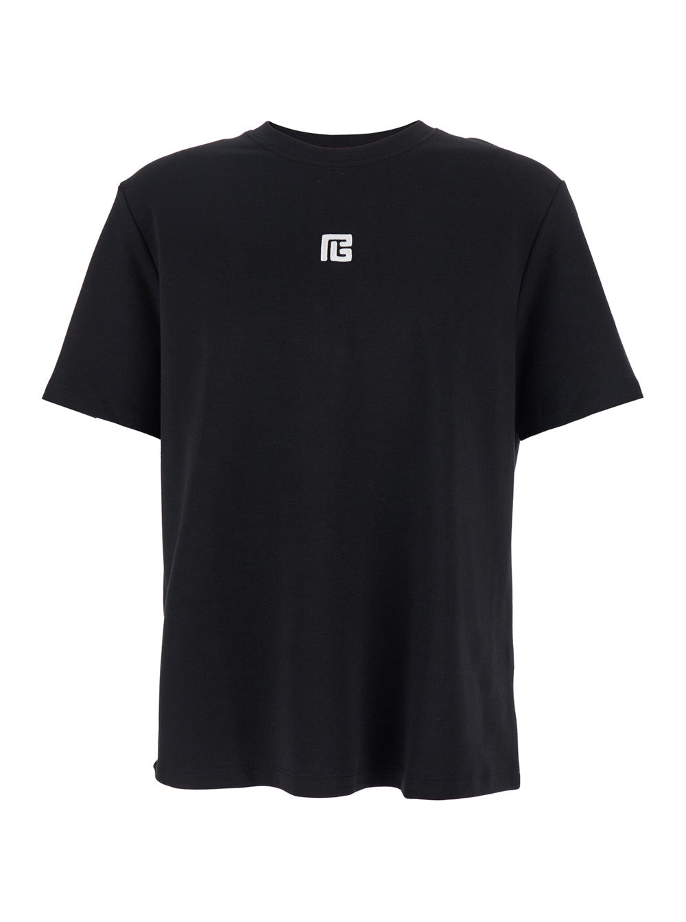 Balmain Men Black Crewneck T-Shirt With Logo Print On The Front In Cotton Man