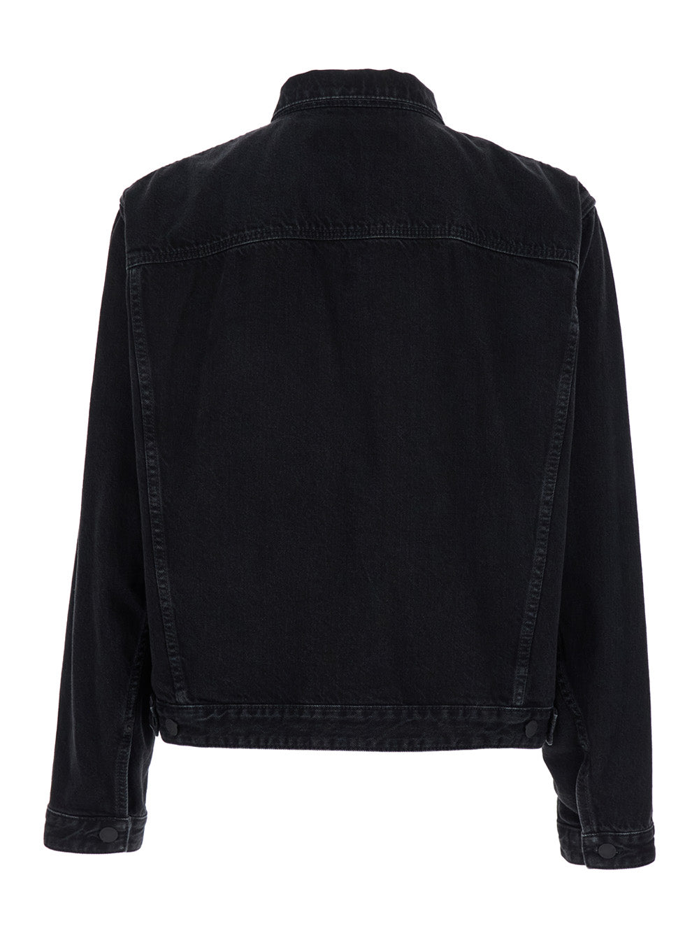 Dsquared2 Men Black Jacket With Classic Collar And Embossed Logo On The Front In Denim Man
