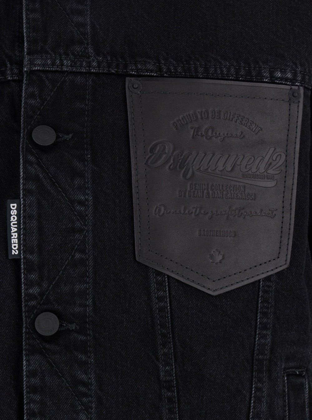Dsquared2 Men Black Jacket With Classic Collar And Embossed Logo On The Front In Denim Man