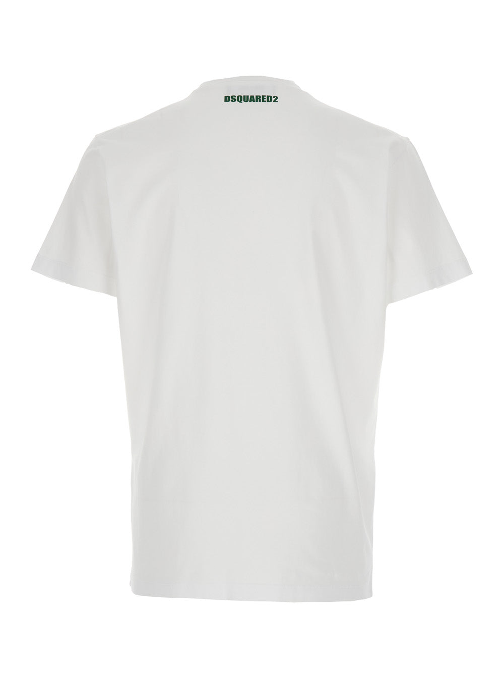 Dsquared2 Men White Crewneck T-Shirt With Print On The Front And Logo Lettering On The Rear In Cotton Man