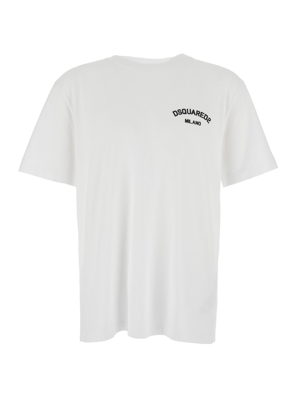 Dsquared2 Men White Crewneck T-Shirt With Logo Lettering On The Front In Cotton Man