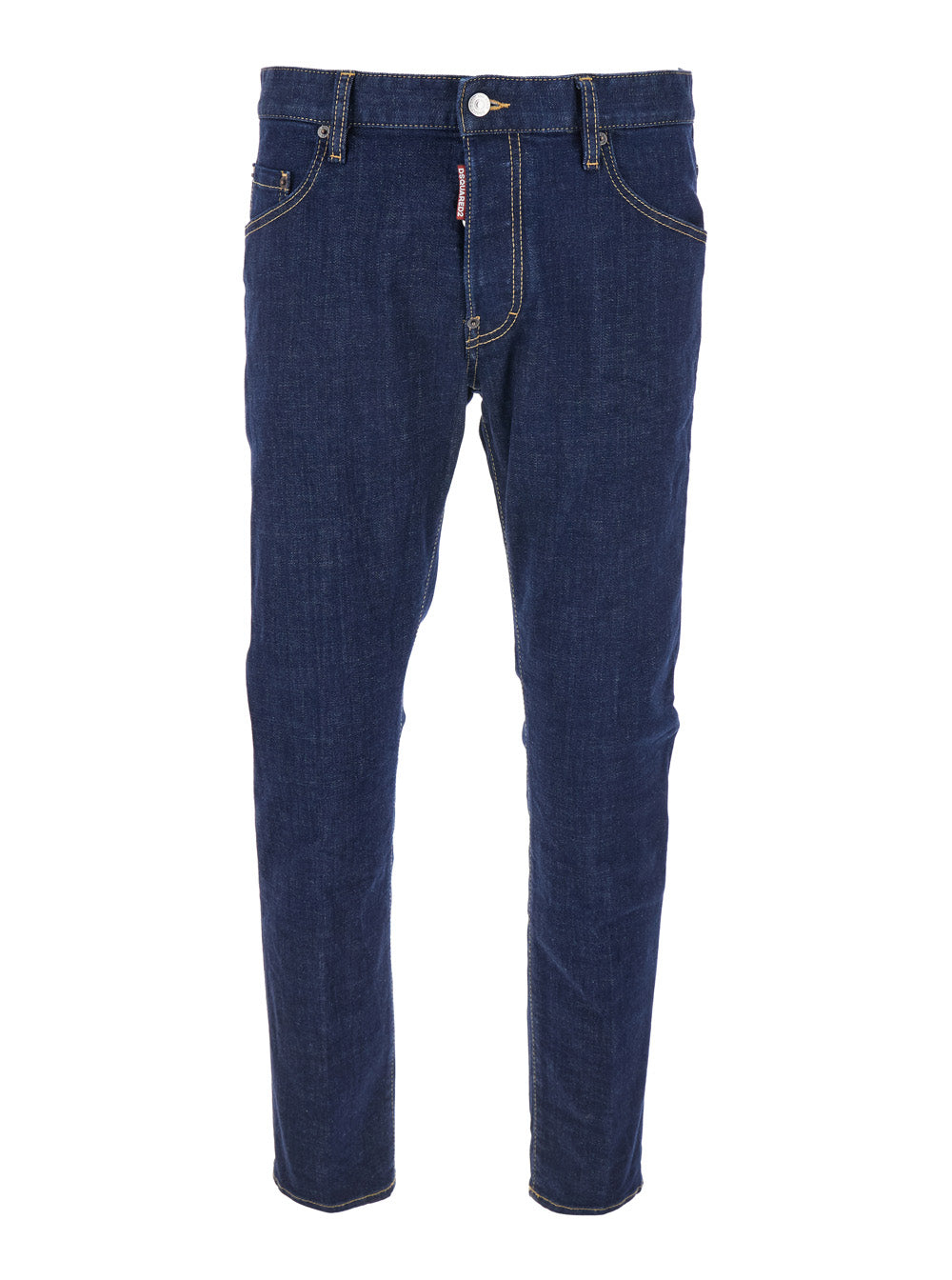 Dsquared2 Men Blue Jeans With Belt Loops And Logo Patch On The Rear In Denim Man