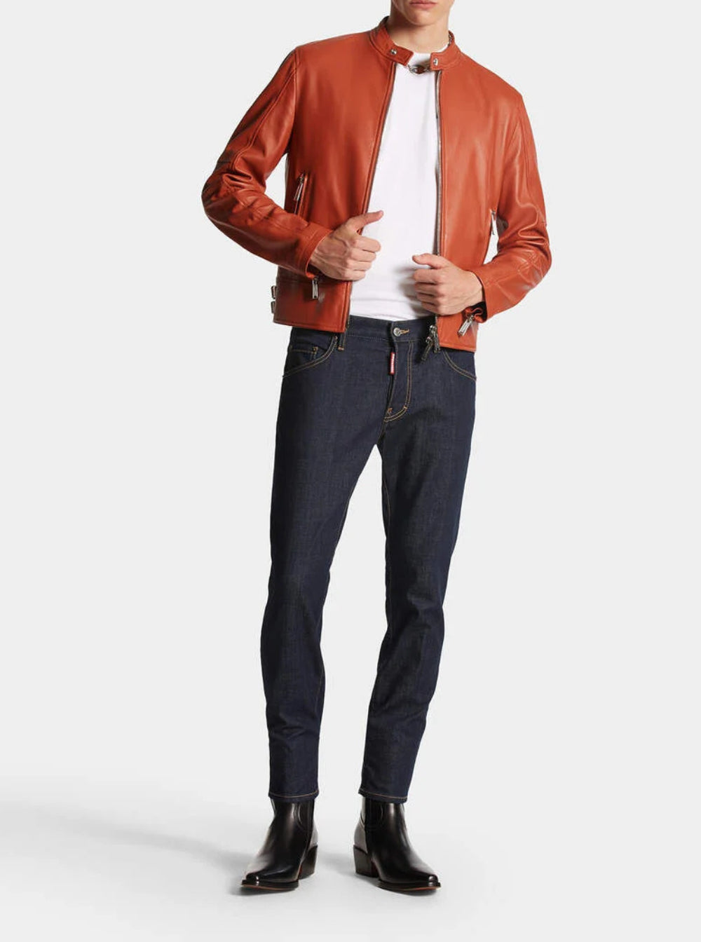 Dsquared2 Men Blue Jeans With Belt Loops And Logo Patch On The Rear In Denim Man