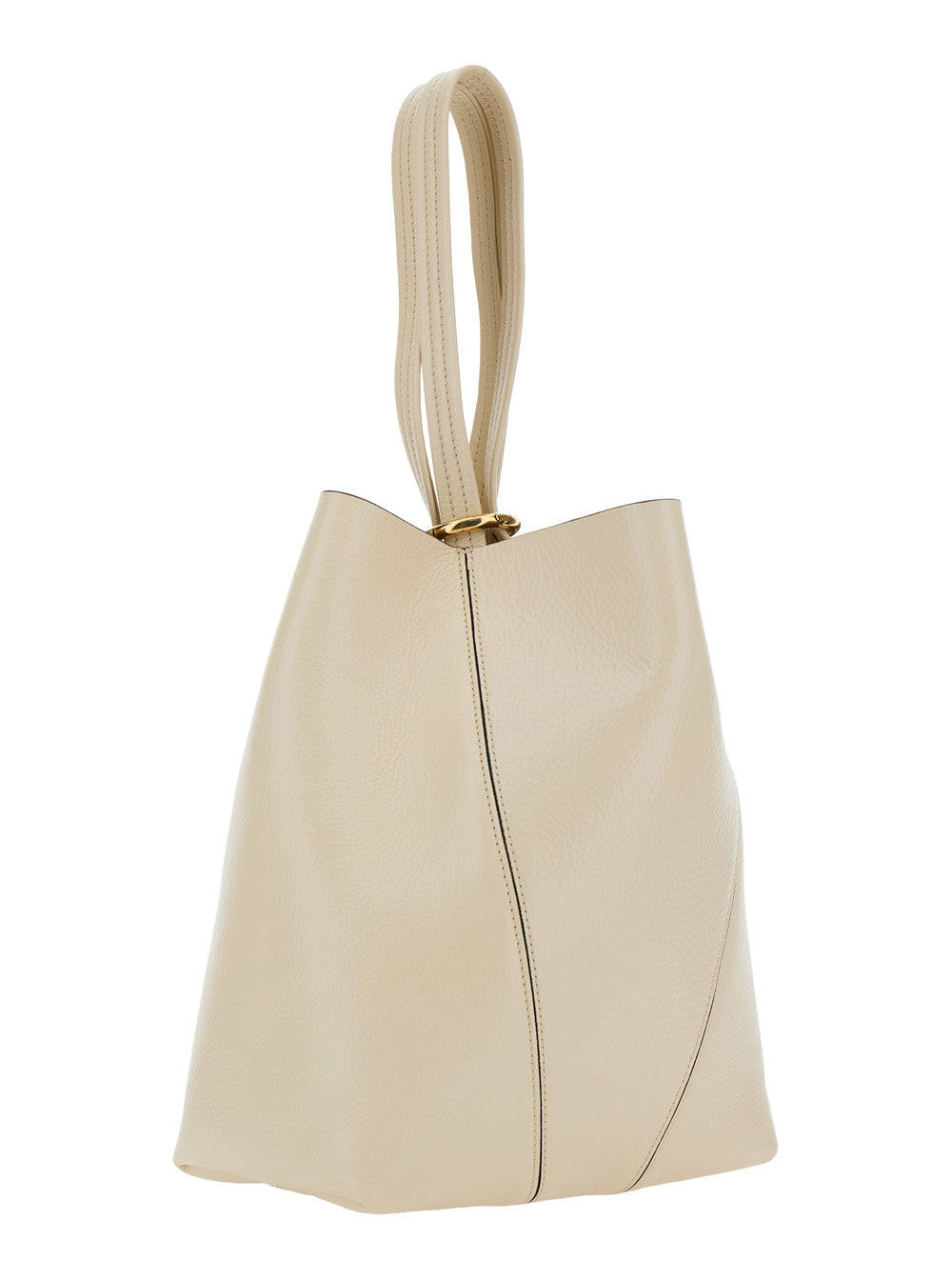 Chloé Women 'Spin' Beige Shoulder Bag With Metal Logo Medals In Grained Leather Woman