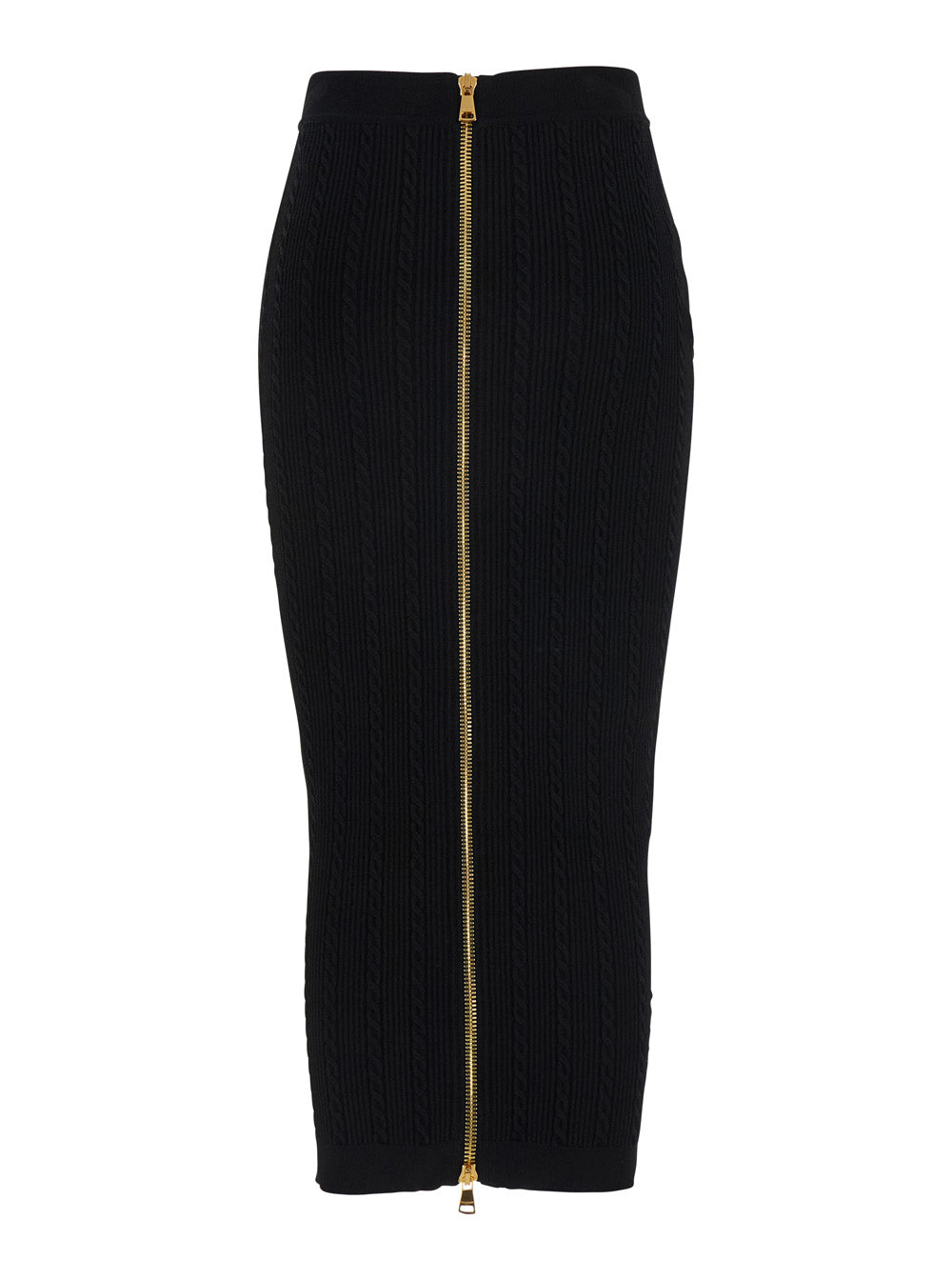 Balmain Women Black Skirt With Logo Buttons And Zip Closure In Viscose Blend Woman